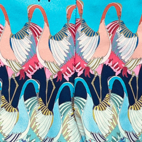 Nux NEW Workout Bike Shorts Blue Pink Black Bird Print With Pockets Medium - Picture 3 of 9